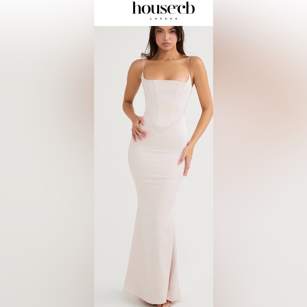 House of CB - OLIVETTE - CRYSTAL SATIN CORSET MAXI DRESS